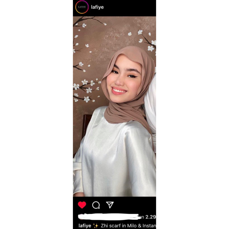 [PRELOVED] Lafiye Pashmina Zhi Scarf (Discontinued) in Milo - Sashfir hijab kerudung like a new jual