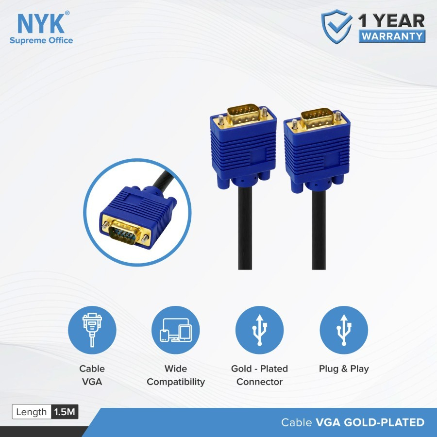 1,5 METER KABEL VGA GOLD PLATED NYK KUALITAS BAGUS