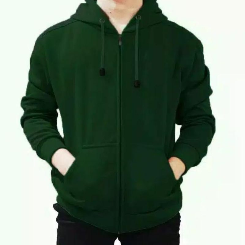 hoodie Zipper polos pria wanita