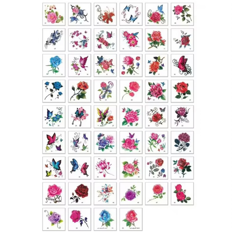 Stiker Tato Temporary Motif 3D Flower Black Serie TS-8003 1 pcs