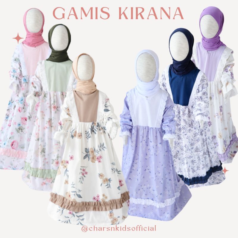 Gamis Anak Kirana free Hijab by Chars'n Kids Official untuk usia 2-8th