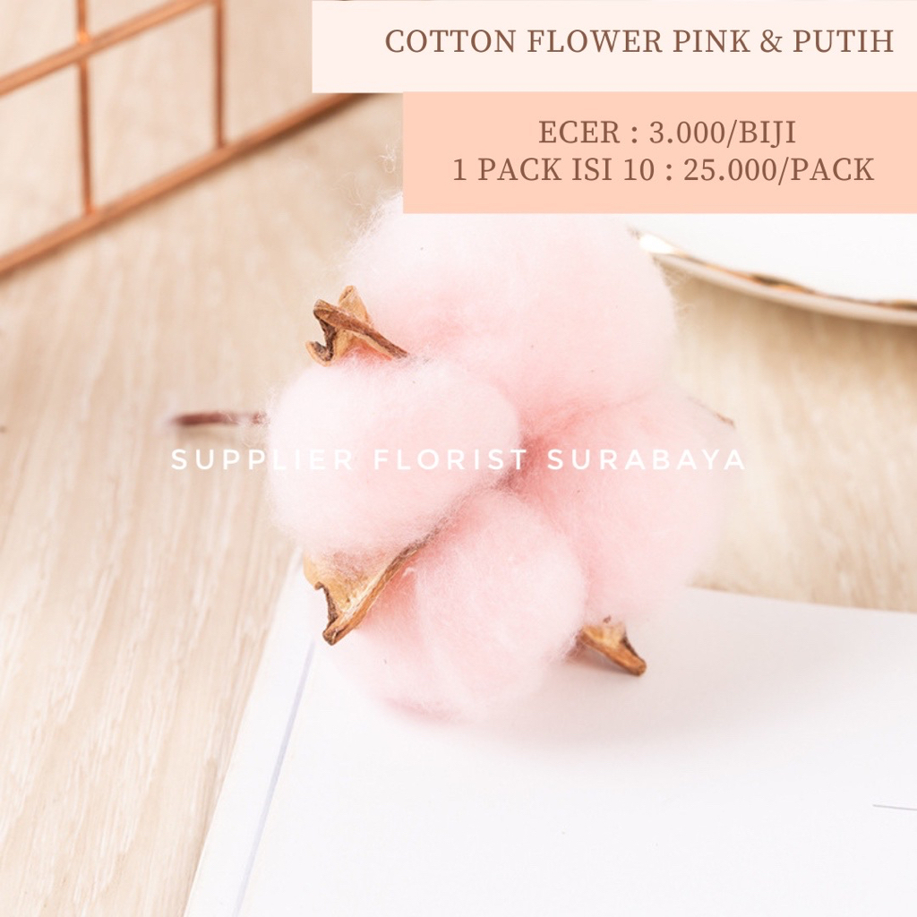 KEPALA COTTON FLOWER TANPA TANGKAI BUNGA PALSU ARTIFICIAL FLOWER HIASAN SCRAPBOOK KEPALA BUNGA KAPAS PALSU IMITASI BUATAN DIY FLOWER FLORIST