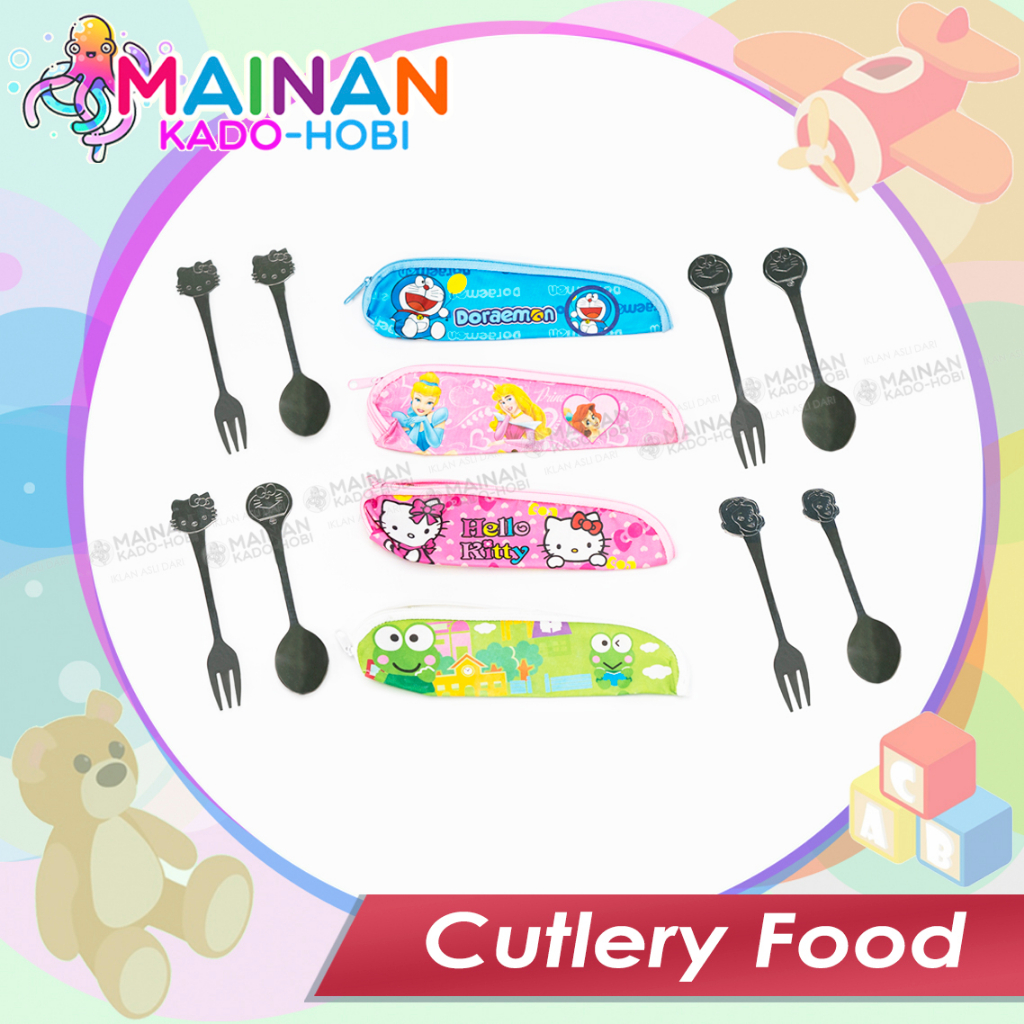 SET CUTLERY FOOD ANAK KIDS ALAT PERLENGKAPAN MAKAN SENDOK GARPU STAINLESS