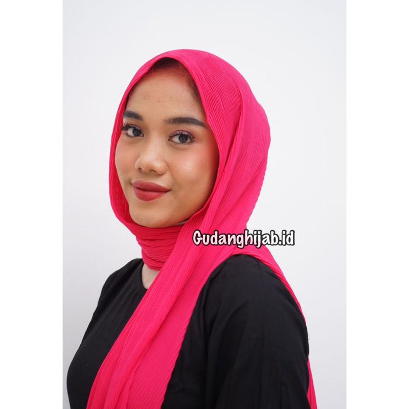 Pashmina Plisket Fushia || Pashmina Plisket Pink Fanta || Pashmina Fushia || Hijab Cewe Kue || Hijab