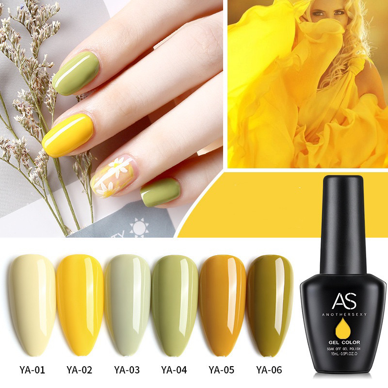 AS YA Primrose Yellow NAILS POLISH GEL KUTEK GEL 15ml Soak Off UV Gel