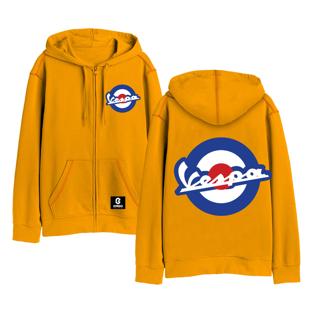 BRIGO X VESPA MOD Sweater Hoodie Resleting  Sablon DTF Fleece Cotton II BRIGO X VESPA MOD Zipper Jumper Hoodie II M-XXL (Pria &amp; Wanita) Free stiker&amp;Gantungan Kunci