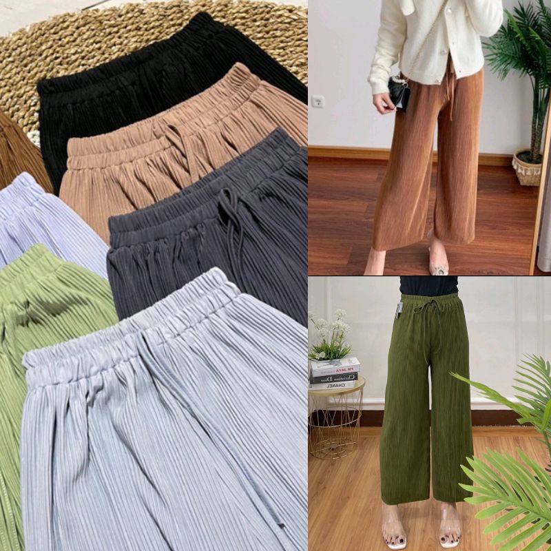 CELANA KULOT LIDI PLISKET UKURAN STANDAR DARI BB 40KG SAMPAI BB 60KG BAHAN HYGET PINGGANG FULL KARET FARIASI TALI / KULOT PLISKET LIDI BUKAN UKURAN JUMBO PANJANG CELANA 90CM