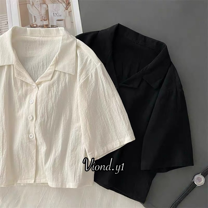 Blus Korea Wanita Lengan Pendek / Blouse Polos Atasan Cewek Style Fashion 142