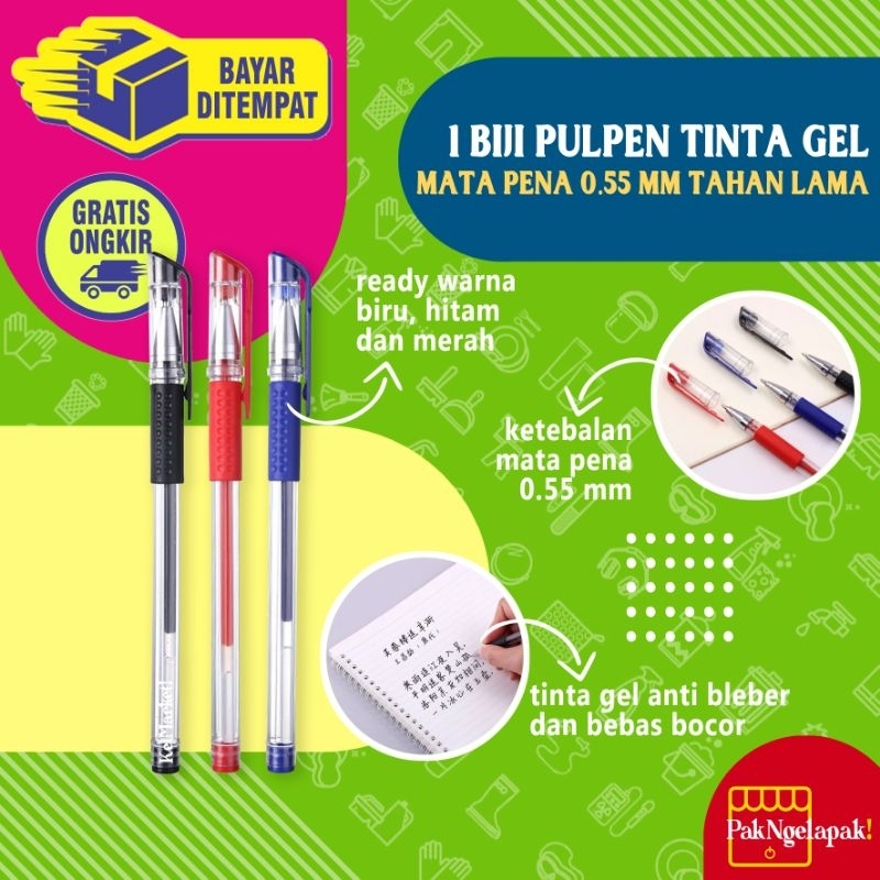 

STANDARD GEL PEN - 1 pcs Pena Tinta Gel Mata Pulpen 0.55 mm Anti Bocor Bolpen Bebas Blobor Bolpoin Cair Tahan Lama Stationary Alat Tulis Kantor Anak Sekolah Mahasiswa Kuliah