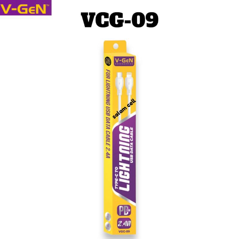 Kabel Data Type-C to iPhone V-Gen VCG-09 2.4A TYPE-C to Lightning Original Vgen Garansi Resmi