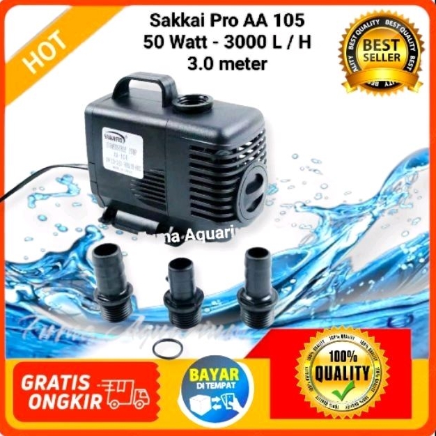 Pompa Celup Kolam Sakkai Pro AA-105 Pompa Filter Aquarium Hidroponik Aquaponik Power Head Submersible Pump