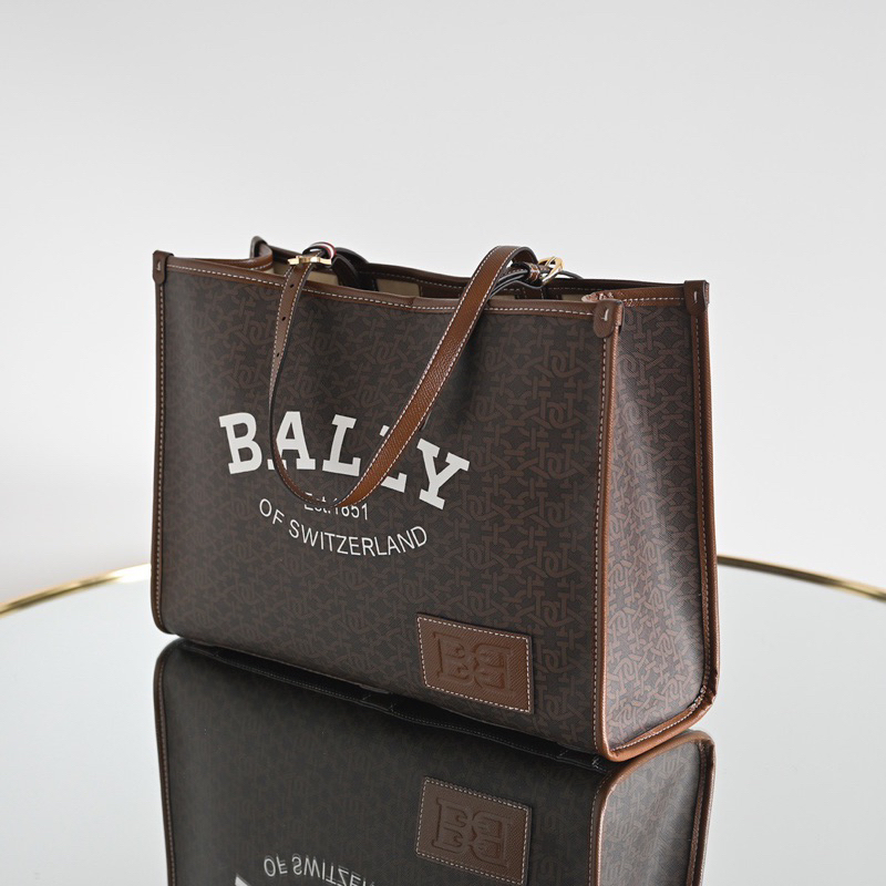 Bally Calie Canvas ToteBag Leather In brown Original