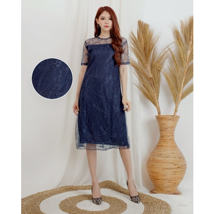 [Natasha dress VE] dress wanita brukat varian warna