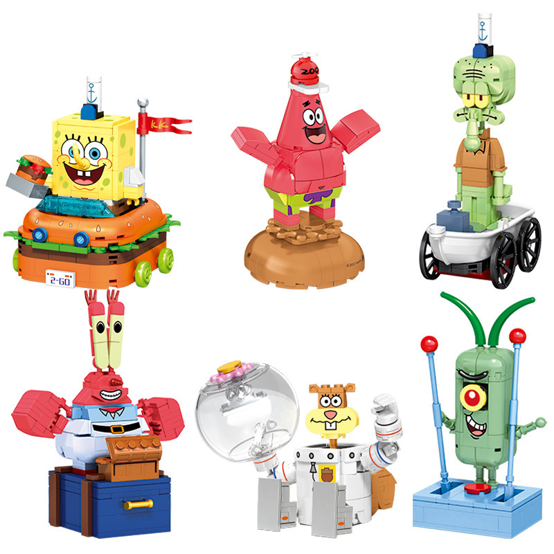 Mainan Balok SpongeBob SquarePants Edukasi Karakter Kartun Mainan Balok DIY 3D Puzzle Brick Mini