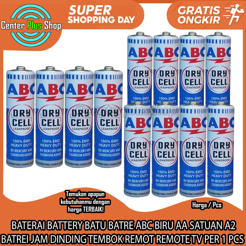 Jual BATERAI BATTERY BATU BATRE ABC BIRU AA SATUAN A2 BATREI JAM