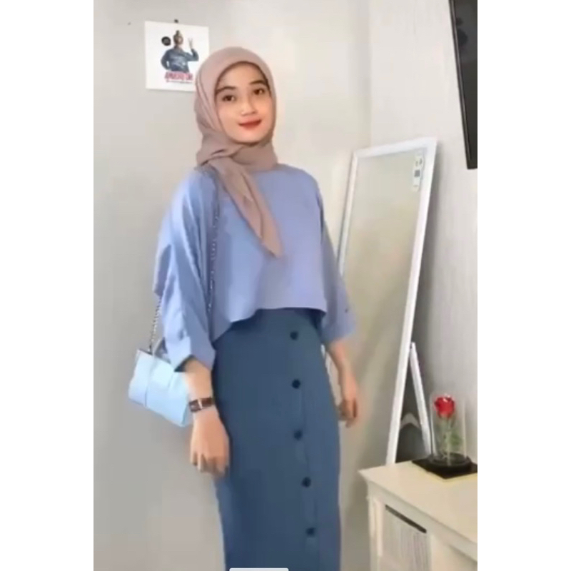 rok span skirt rajut/rok wanita kancing depan premium