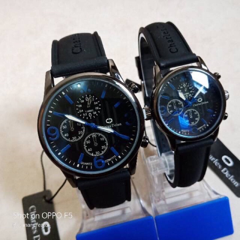 jam tangan couple charles delon original anti air sudah sepasang