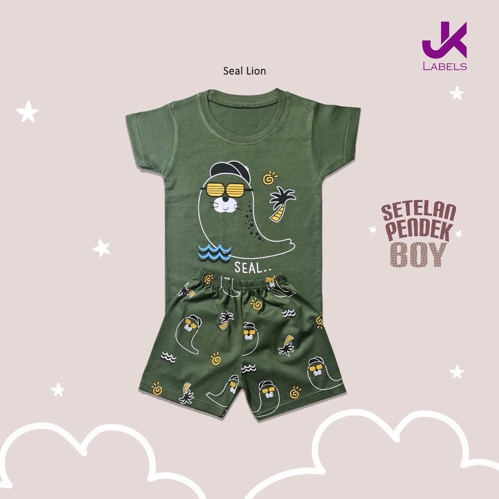 JK Labels Setelan Pendek Set Boy / Setelan Anak 1- 8 Tahun