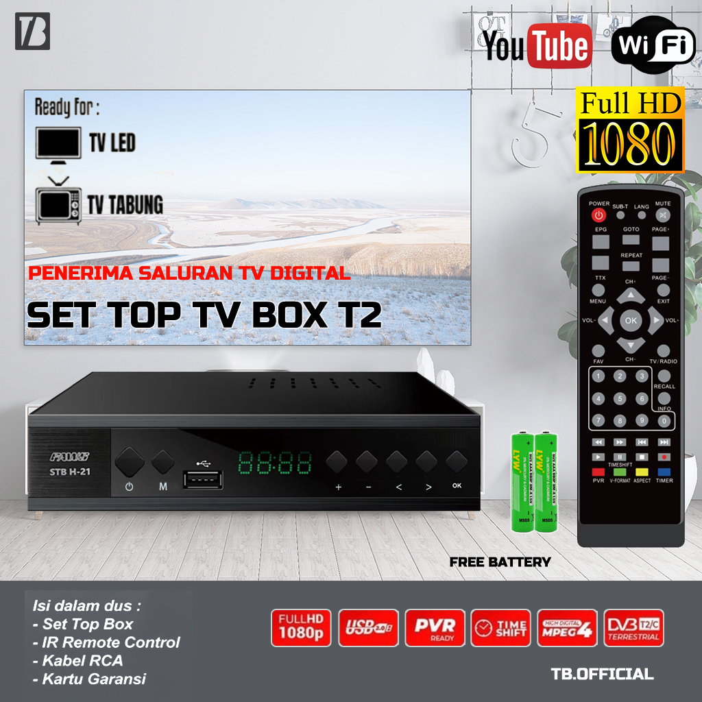 FAWS H21 Set Top Box DVB T2 TV Siaran Digital Receiver STB Rekomendasi Set Top Box Ruby T2-1002