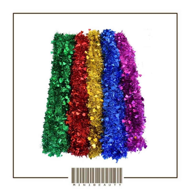 slinger tinsel rumbai 2 meter hiasan pohon natal motif bintang love aksesoris dekorasi rumah ornamen natal slinger motif 2 warna 2M