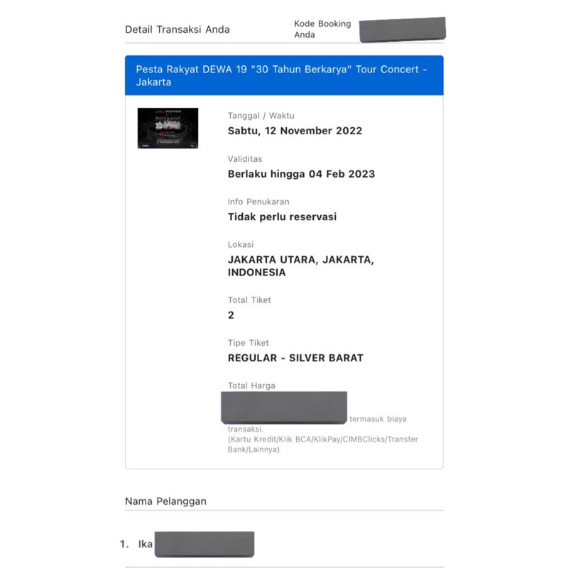 TIKET DEWA 19 JIS SILVER BARAT
