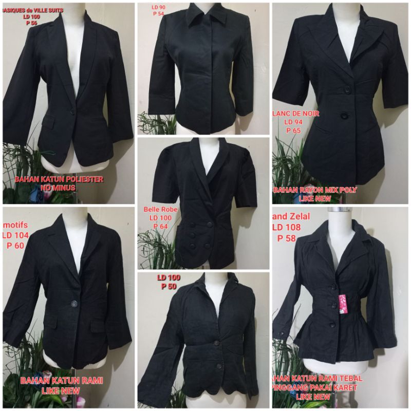 Blazer hitam Second/Blazer Hitam Wanita Preloved/ Blazer Hitam