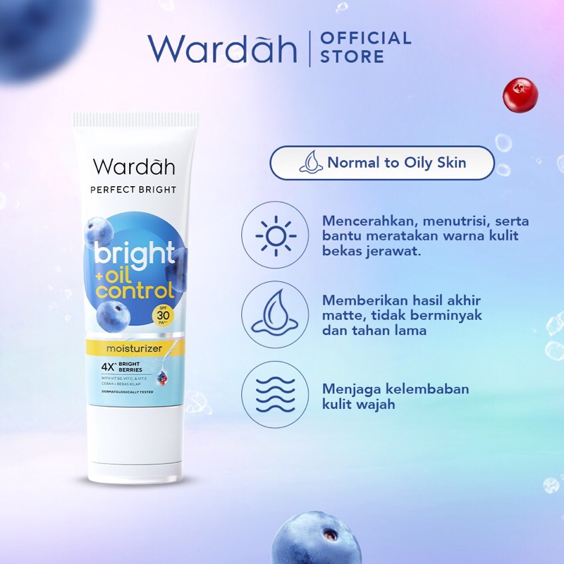 Wardah Perfect Bright + Oil Control Moisturizer 4X Bright Berries SPF 30 PA+++