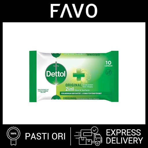 Tisu Basah Dettol Anti Bakteri - Wipes isi 10 Sheets
