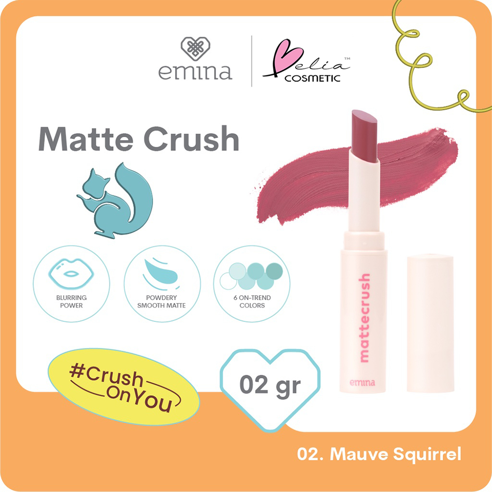 ❤ BELIA ❤ Emina Mattecrush 2 gr - Lip Cream Ringan, Powdery Smooth Matte Finish, Blurring Power | BPOM