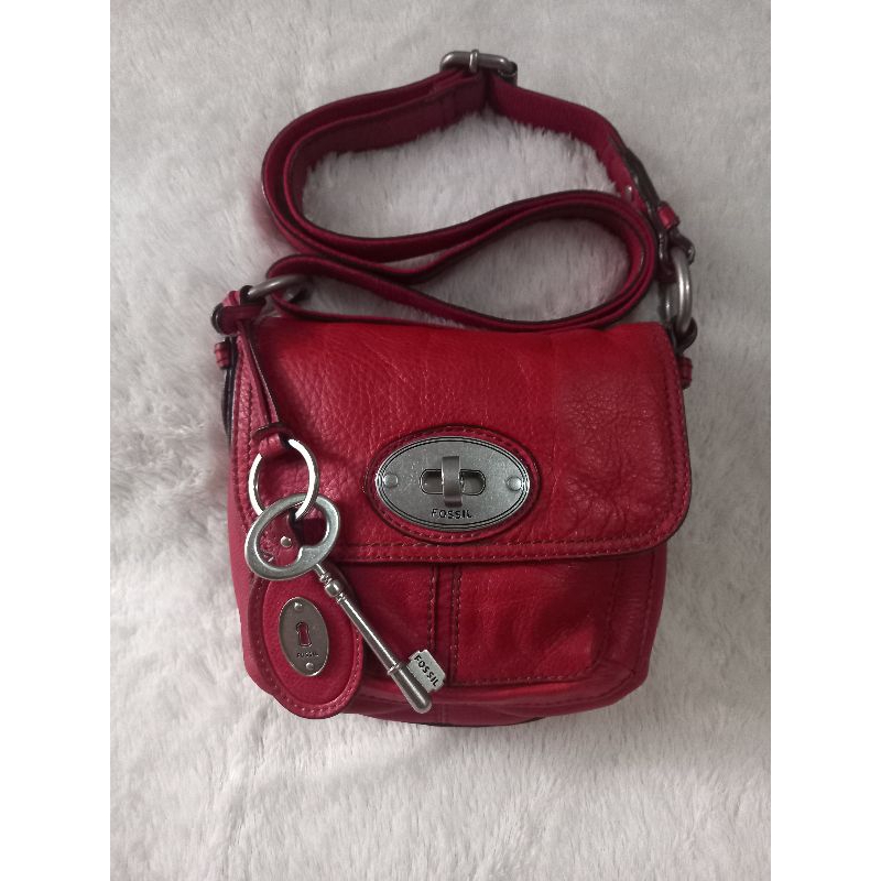 tas fossil maddox turnlock red preloved