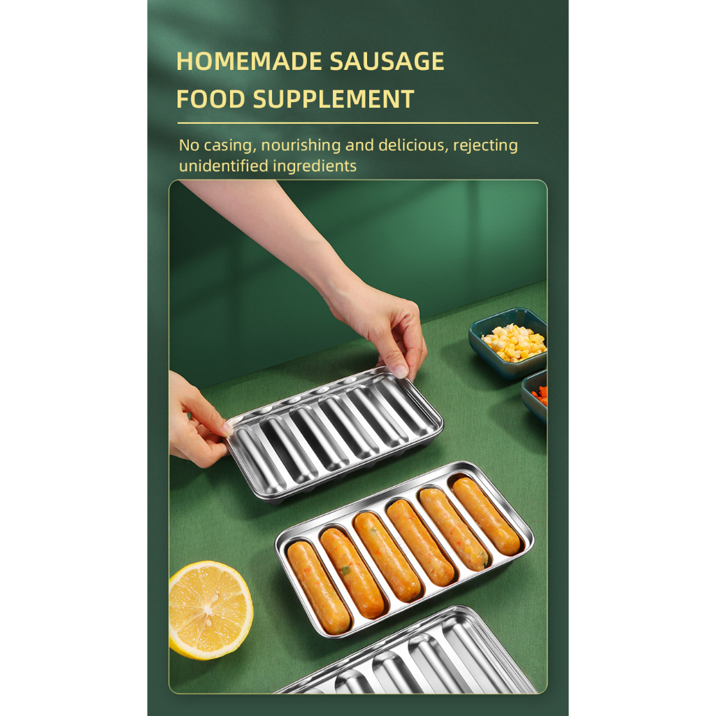 Cetakan Sosis Mold Bahan Stainless Steel / Hot Dog 6 Sekat Handmade