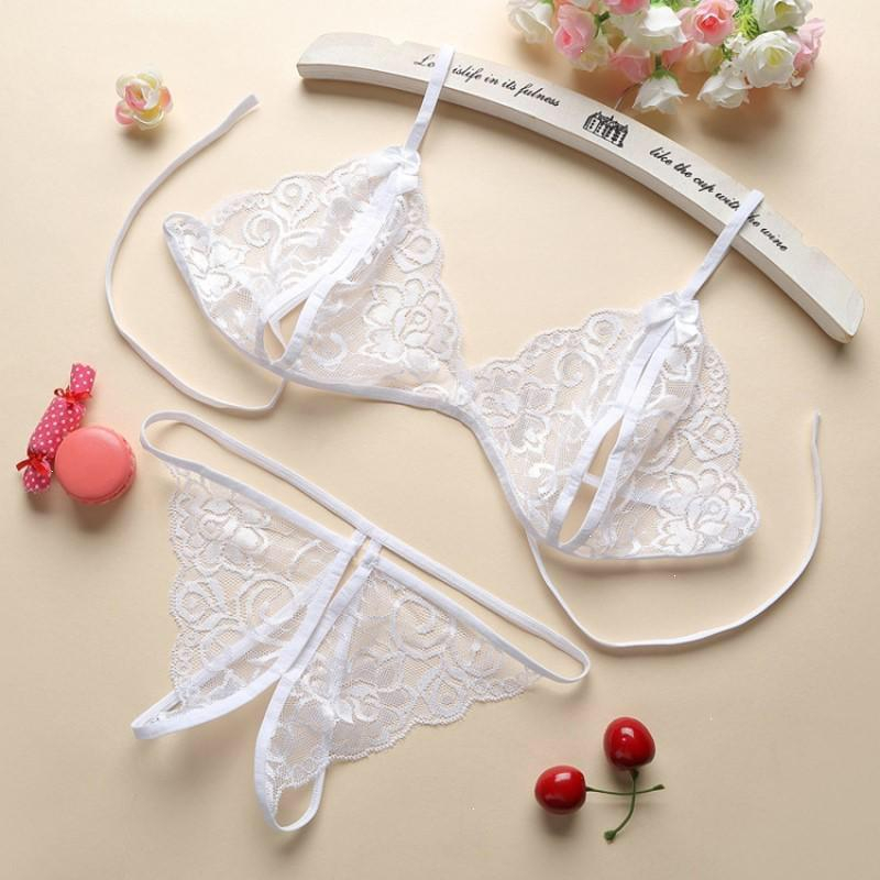 Smile Pakaian Dalam Wanita Korea Fashion Set Bra Lingerie G-String Bahan Lace Women Bra 3009-PUTIH