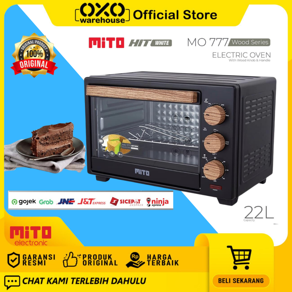 MITO Oven Hit MO777 22 L Wood Series  Pemanggang Kue dan Makanan Original Low Watt Garansi Resmi