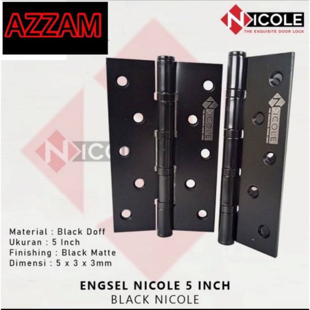 Promo engsel 5 inc 4 inch dekkson engsel pintu panel dekkson black hitam stanlis 304 tebal  engsel engsel pintu hitam engsel/ENGSEL PINTU HITAM ORIGINL PRODUK/ ENGSEL 5 INC