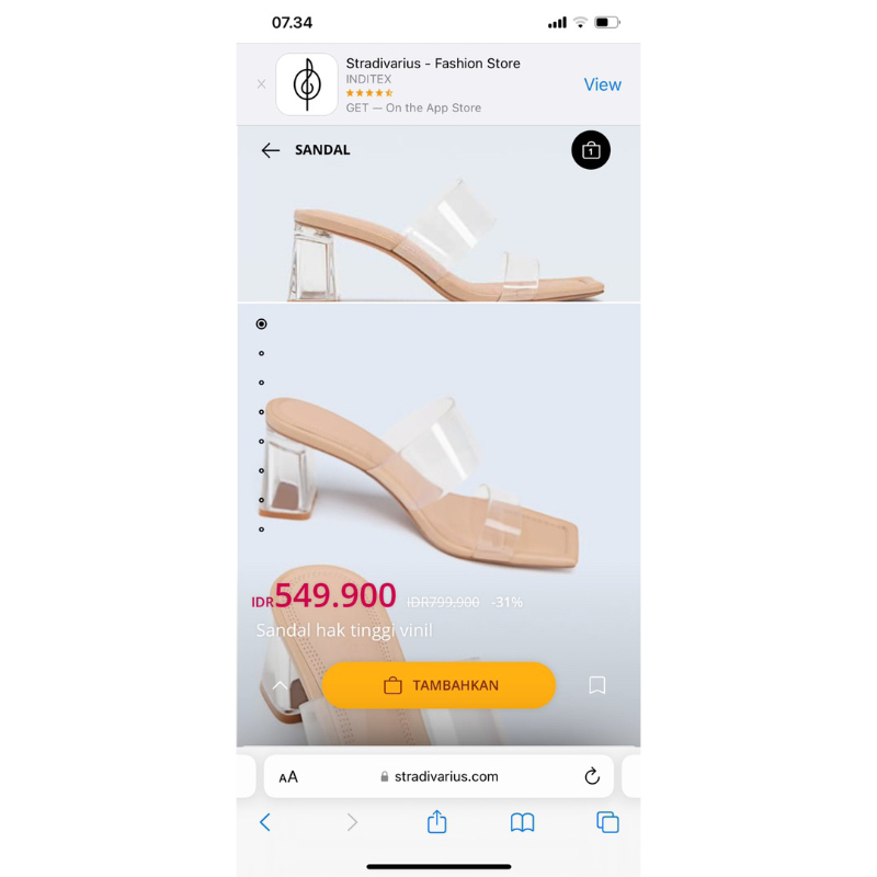 JASTIP VINYL HEELS STRADIVARIUS STRADI SIZE 36-38 only heels kaca