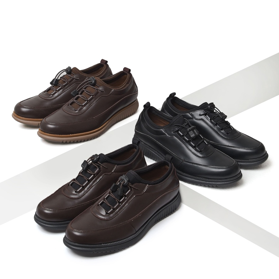 Wave Capucino - Sepatu Formal Oxford Casual Kulit Santai Bertali Kerja Kuliah Kantor Pantofel Pria Kasual Original