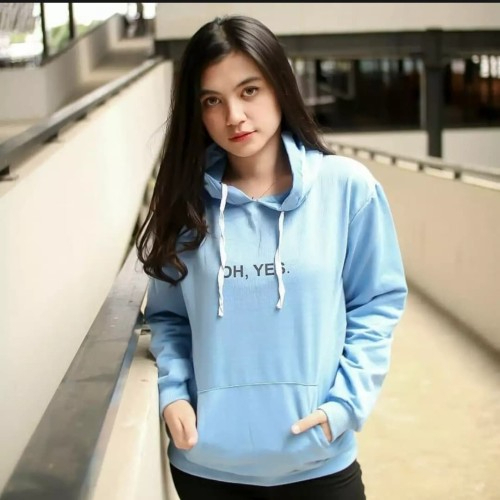 Jaket Hoodie Oh Yes Cewe Cowo Premium Blue