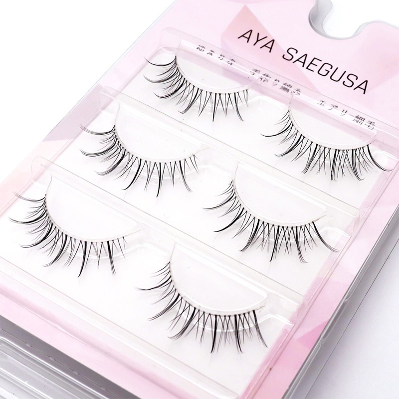 M89 - 3PASANG Air False Eyelashes Comic Eye Japanese Fake Eye Lashes Extension Clear Band Natural Nude Makeup Little Devil