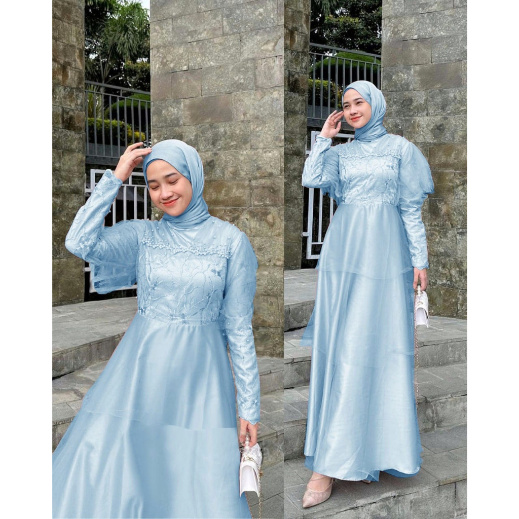 MAXY HAFIZA FASHION PAKAIAN WANITA DRESS GAMIS MAXI GAUN BAHAN VELVET KOMBI BRUKAT MR