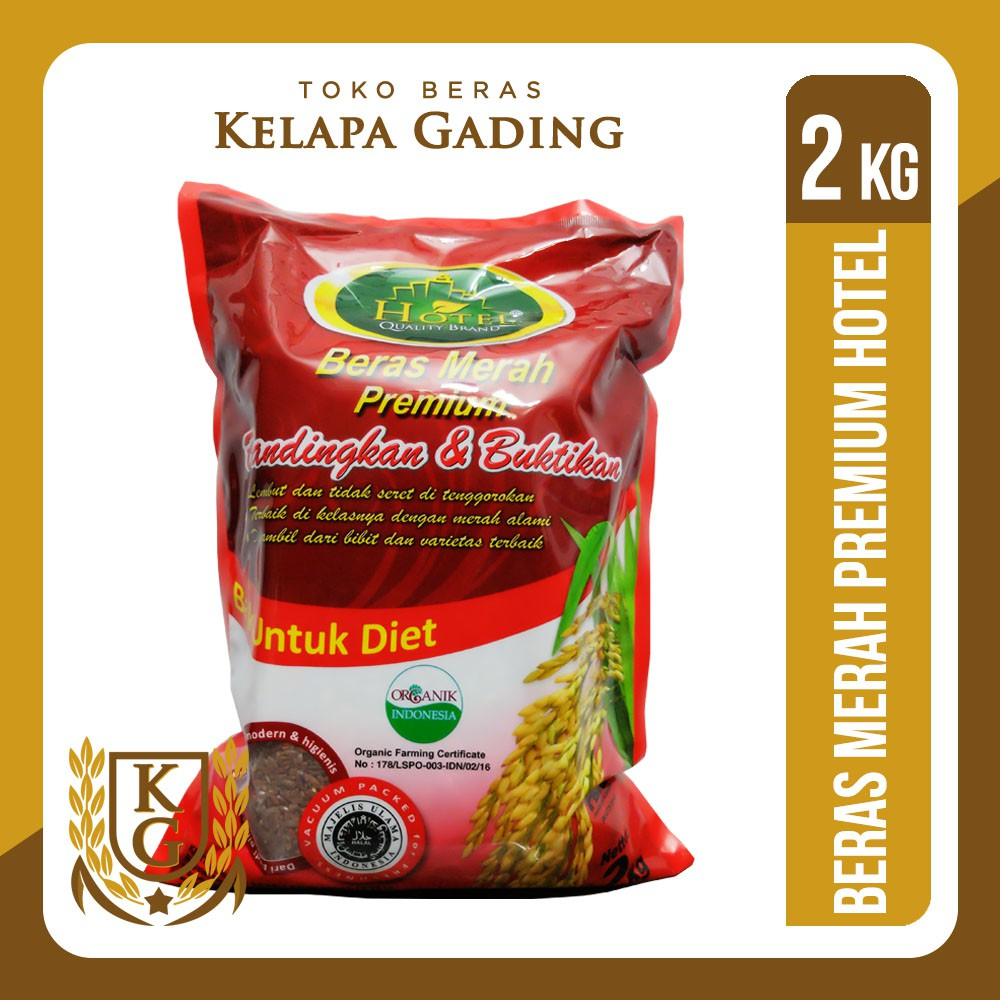 DM - Hotel - Beras Merah Organic Premium Merk Hotel Baik Untuk Diet Sehat Bermutu Tinggi 2 KG