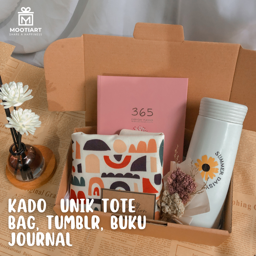 

[MOOTIART.ID] HAMPERS PLANNER AESTHETIC - Hadiah kado hampers planner book tote bag botol