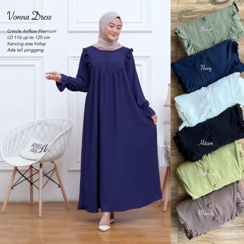 Gamis AirFlow Premium Terbaru - Vonna Dress //JF852