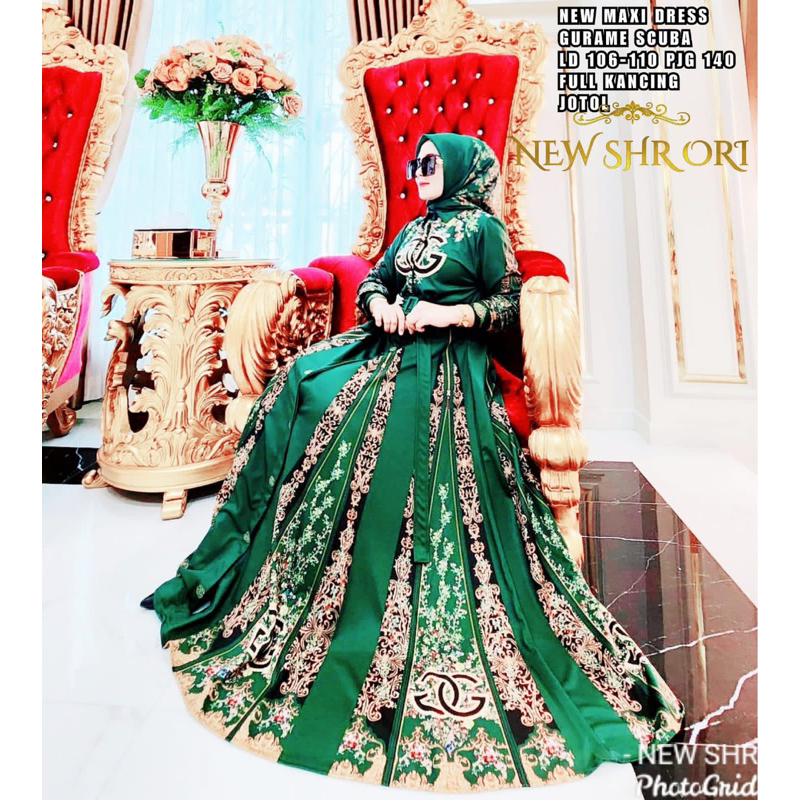 NEW READY DRESS SHR ORI DIANA GURAME FLOWER|SCUBA|DRESS LEBARAN ORI SHR
