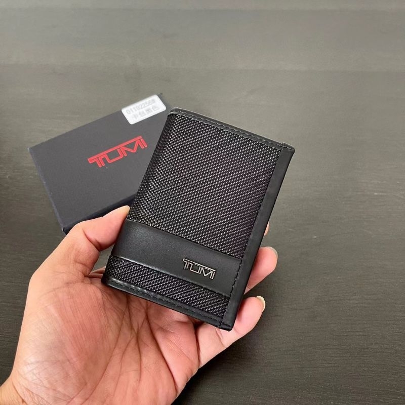 DOMPET TUMI LIPAT ALPA GUSSETED CARD CASE BLACK IMPORT PREMIUM QUALITY .