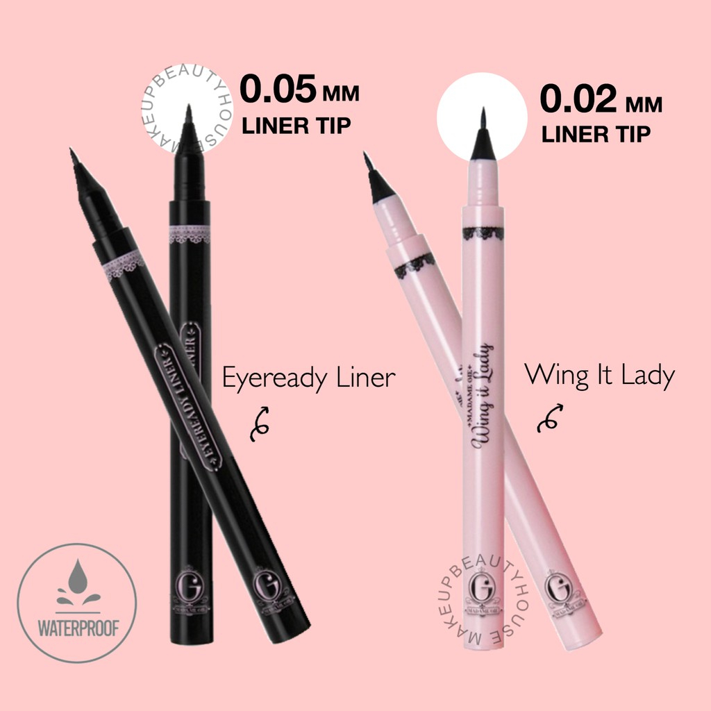 MADAME GIE Wing It Lady / Eyeready Liner Eyeliner Pen - MakeUp Eyeliner Black Waterproof