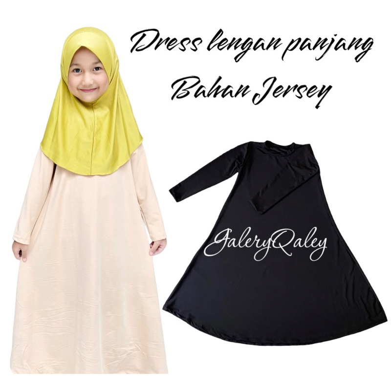 GAMIS POLOS ANAK / DRESS LENGAN PANJANG BAHAN JERSEY