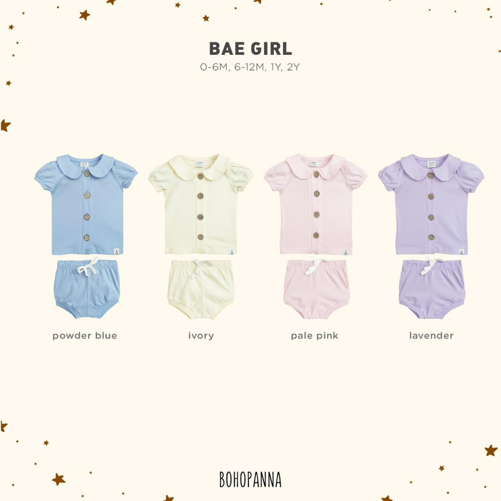 Bohopanna Bae Set Girl 0-2 Tahun Setelan Collar Anak Perempuan CBKS