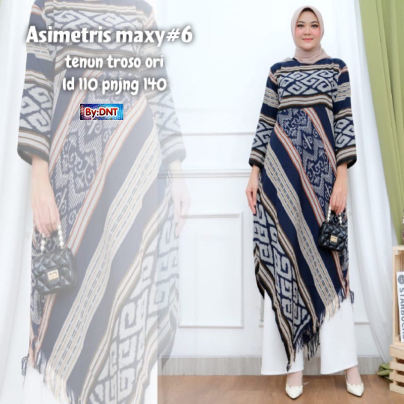 DREES ASIMETRIS  MAXY DRESS TENUN TROSO ORI KEREN