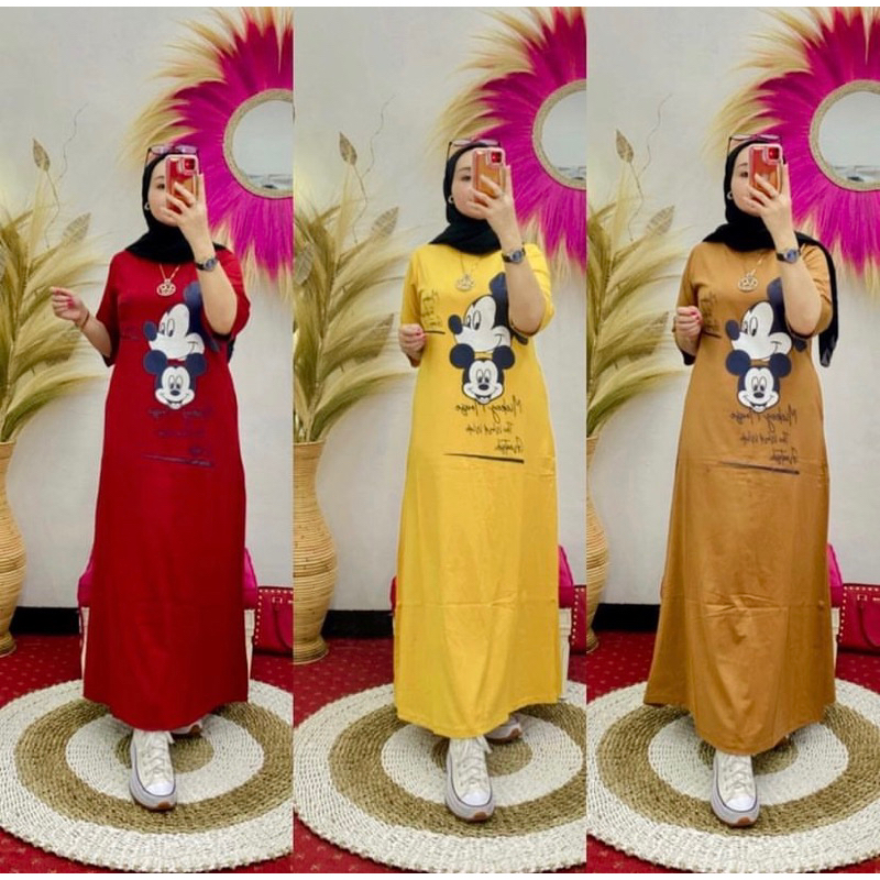 GAMIS WANITA MICKEY BY NABIL//GAMIS WANITA KAOS KEKINIAN