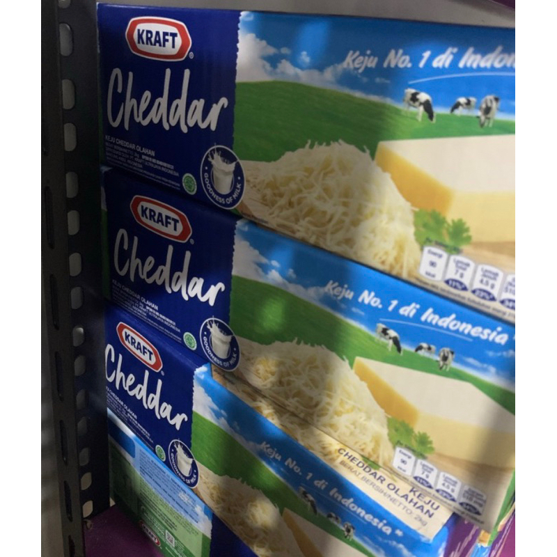 

Kraft cheddar 2kg blok keju cheddar cheesy parut